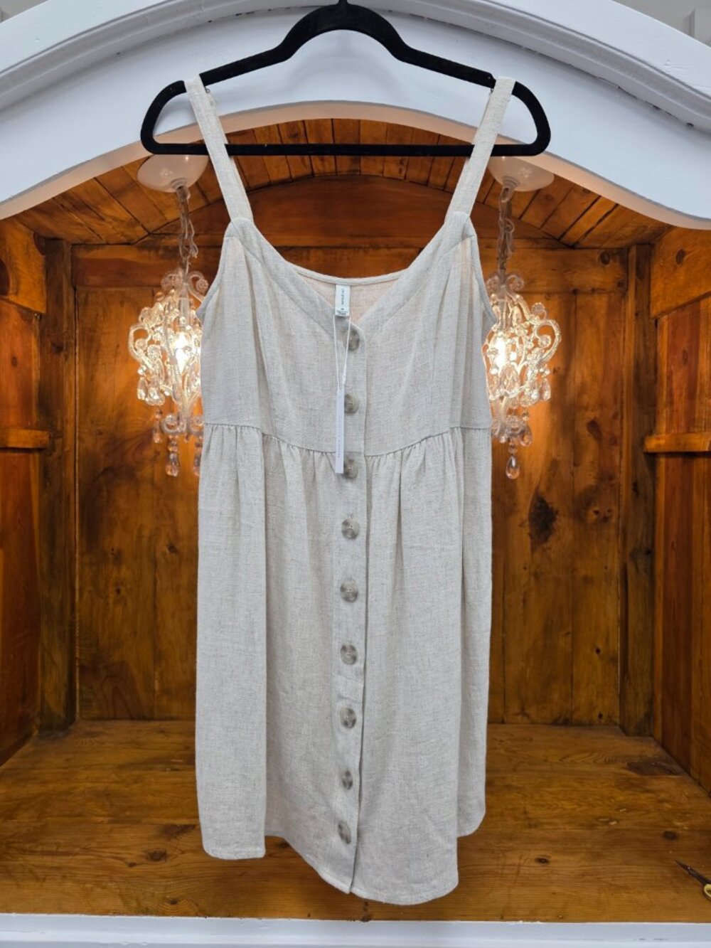 Gentle Fawn Beige Button-Front Linen Sundress SZ Medium. NWT - Picture 2 of 11